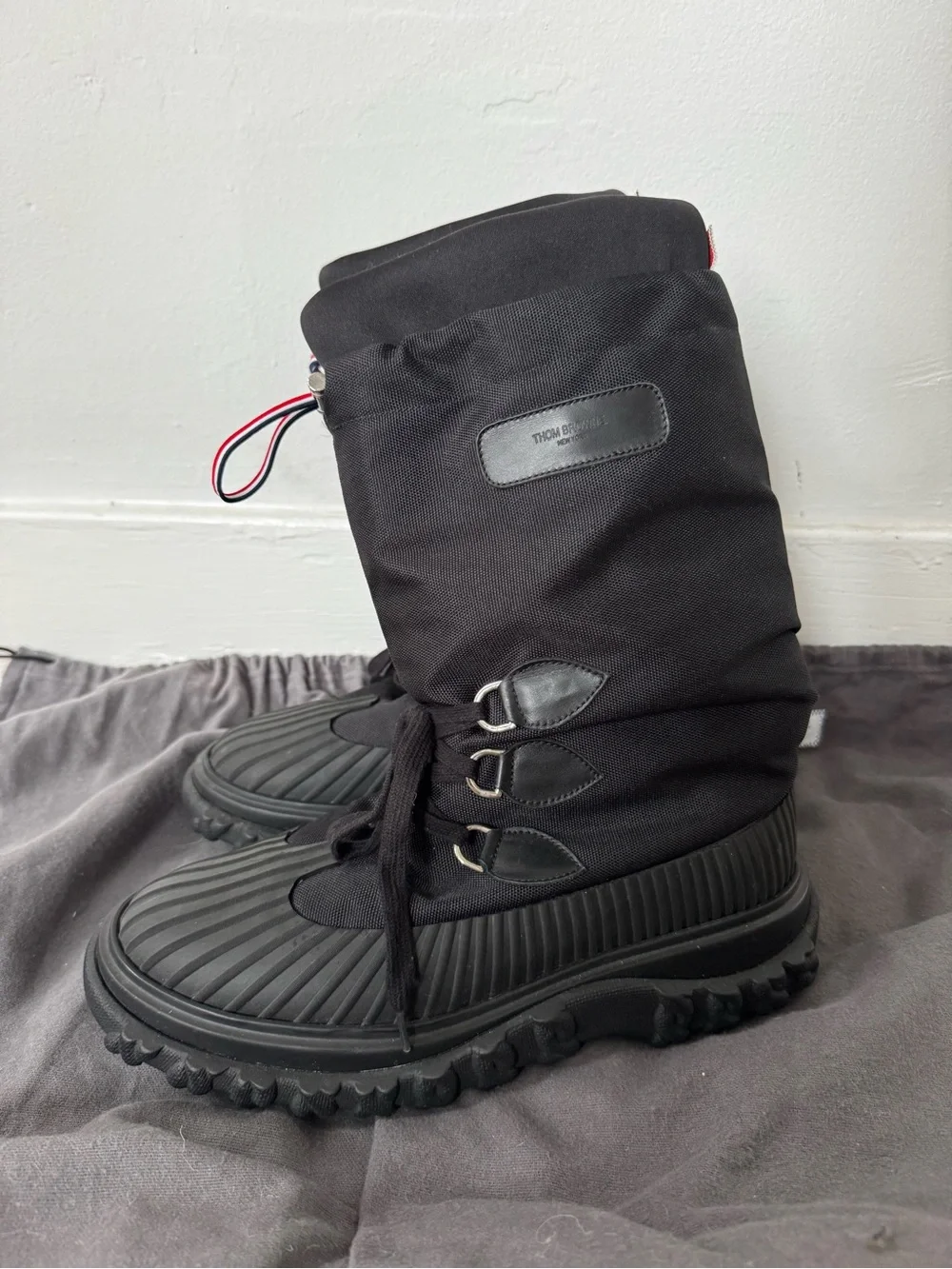 Thom Browne Black Men's Snow & Rain Lace-Up Boots