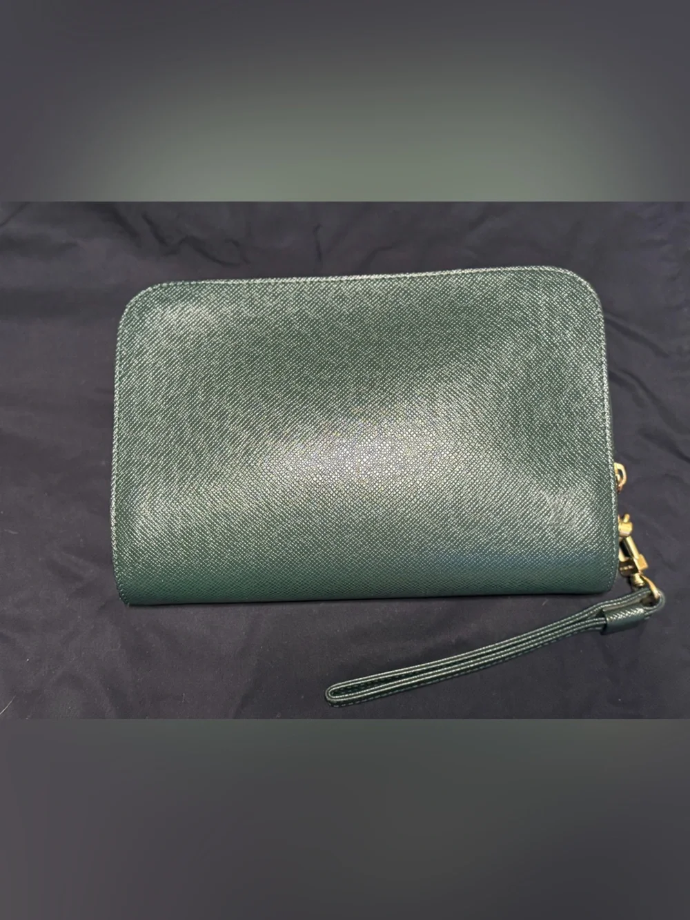 Louis Vuitton - Dark Green Taiga Leather Wristlet