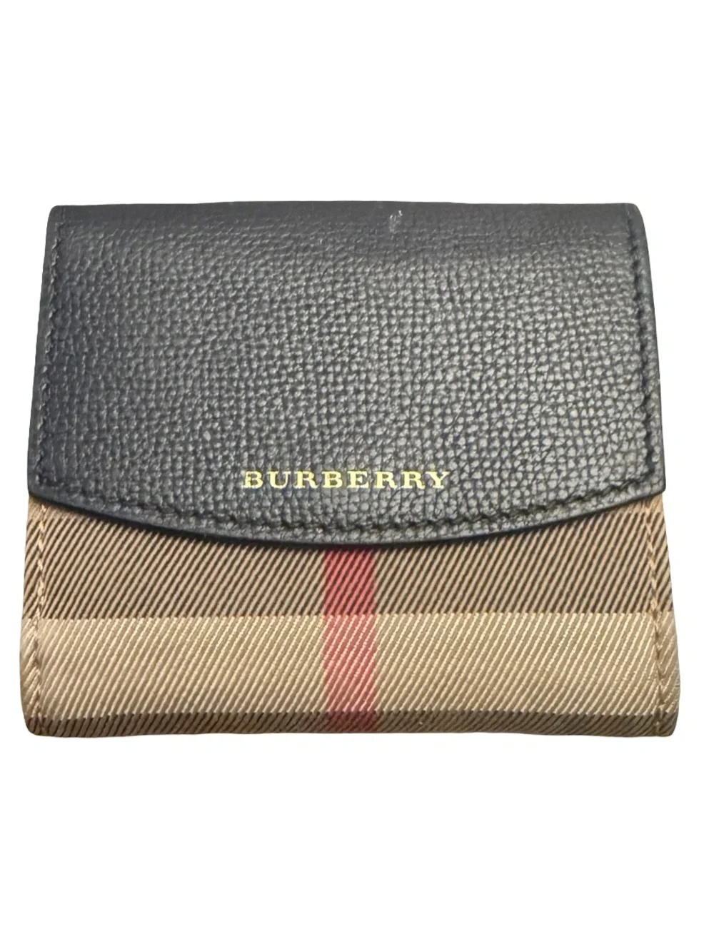 🔥Authentic Burberry Black & Beige Small Fold Wallet