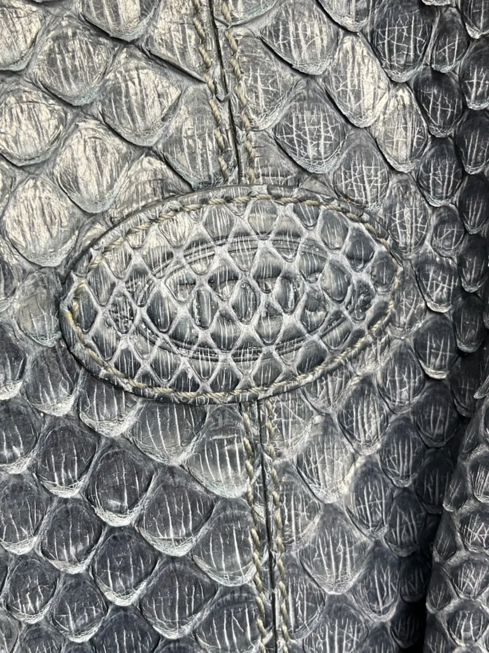 TOD'S SLATE BLUE PYTHON SKIN LEATHER HANDBAG