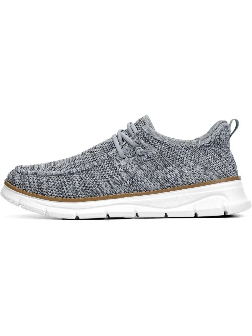 Men's Grey White Slip On Loafers Comfortable Boat Casual Walking Sneaker Shoes