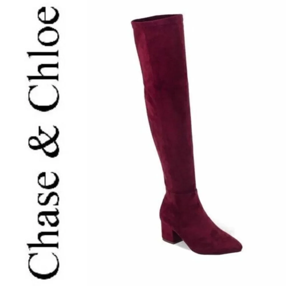 CHASE+CHLOE Burgundy Over The Knee Boots SIZE 7