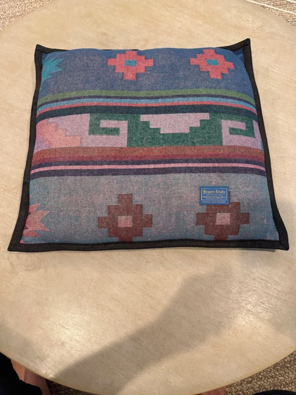 Beaver State Pendleton Southwestern Pattern Throw Pillow in Blue & Teal
