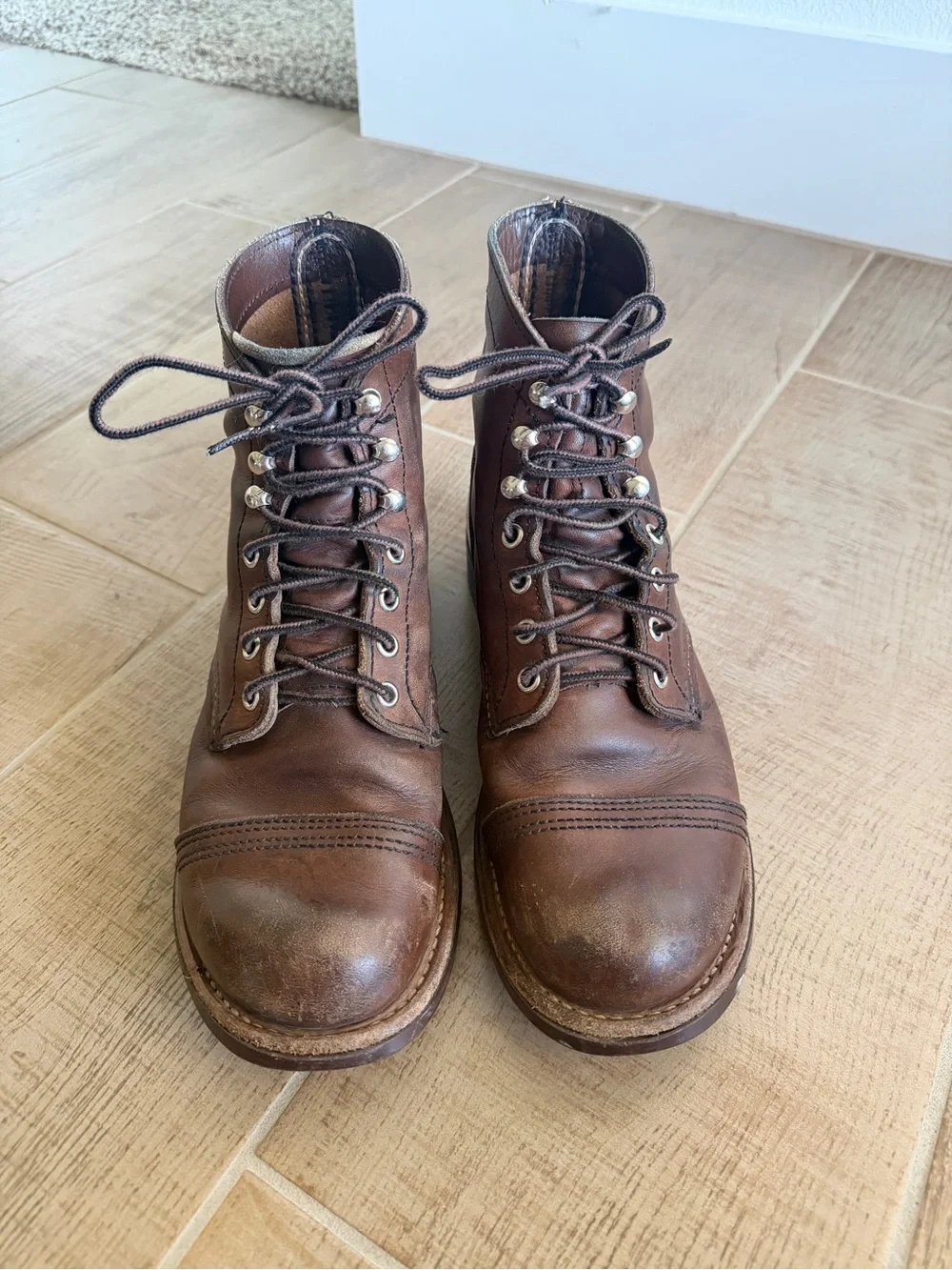 Men’s Red Wing Iron Ranger Brown Leather Lace-Up Boots Size 7D
