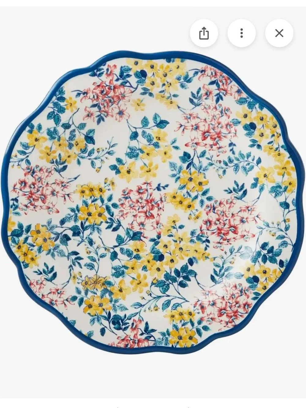 Pioneer Women Pretty Posies Scalloped Floral Dinner Plates 10.75”-  set of 4