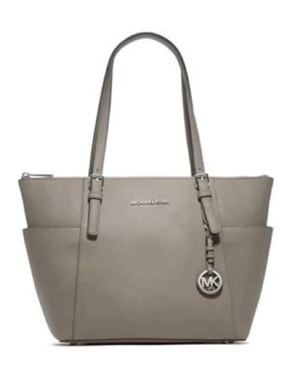 Michael Michael Kors EAST WEST JET SET SAFFIANO TOP ZIP TOTE Grey Leather
