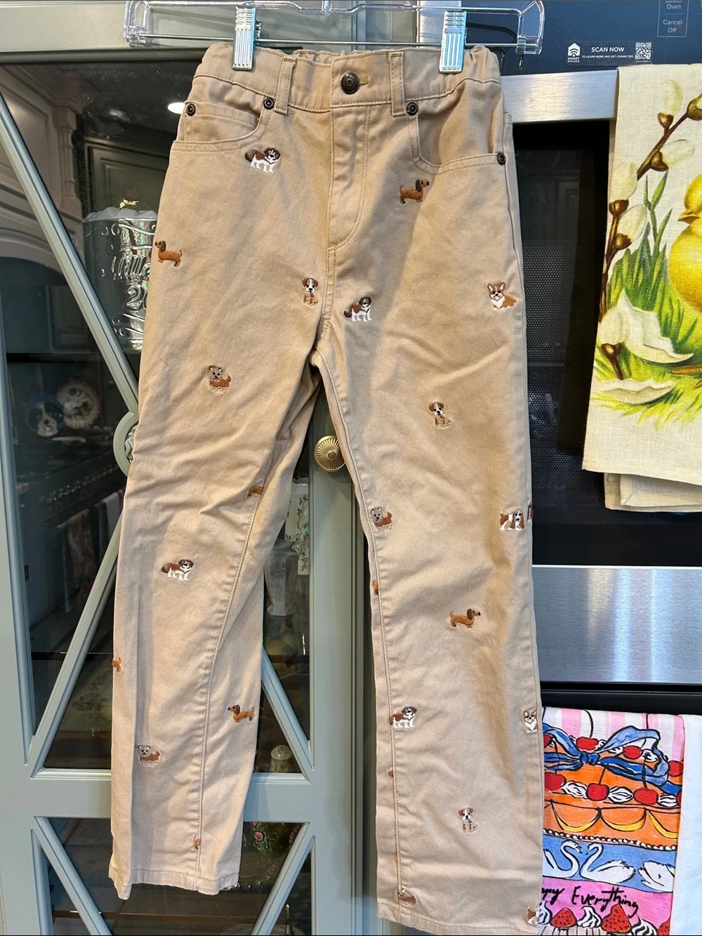Gymboree Tan Chino Pants with Embroidered Dogs Boys 8