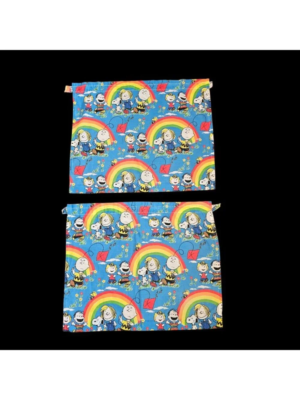 VTG Peanuts Rainbow Race Day Charlie Brown Snoopy Window‎ Valances 2 29