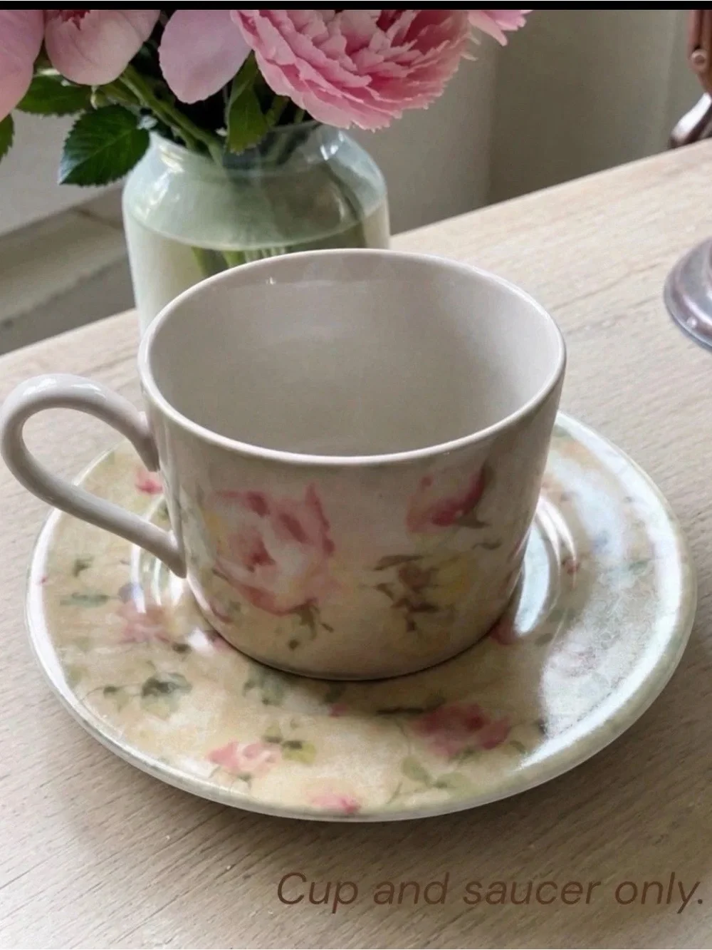 Vintage 222 Fifth Cheri Blum Pink Floral Cup Saucer | Cottagecore