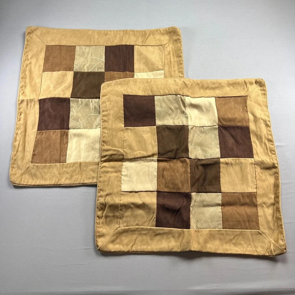 Set Of 2 Ashley Furniture Euro Square Pillow Shams Multi Patchwork (26
