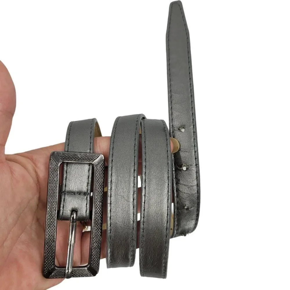 Vtg 90's Belt Metallic Gunmetal Gray‎  1/2