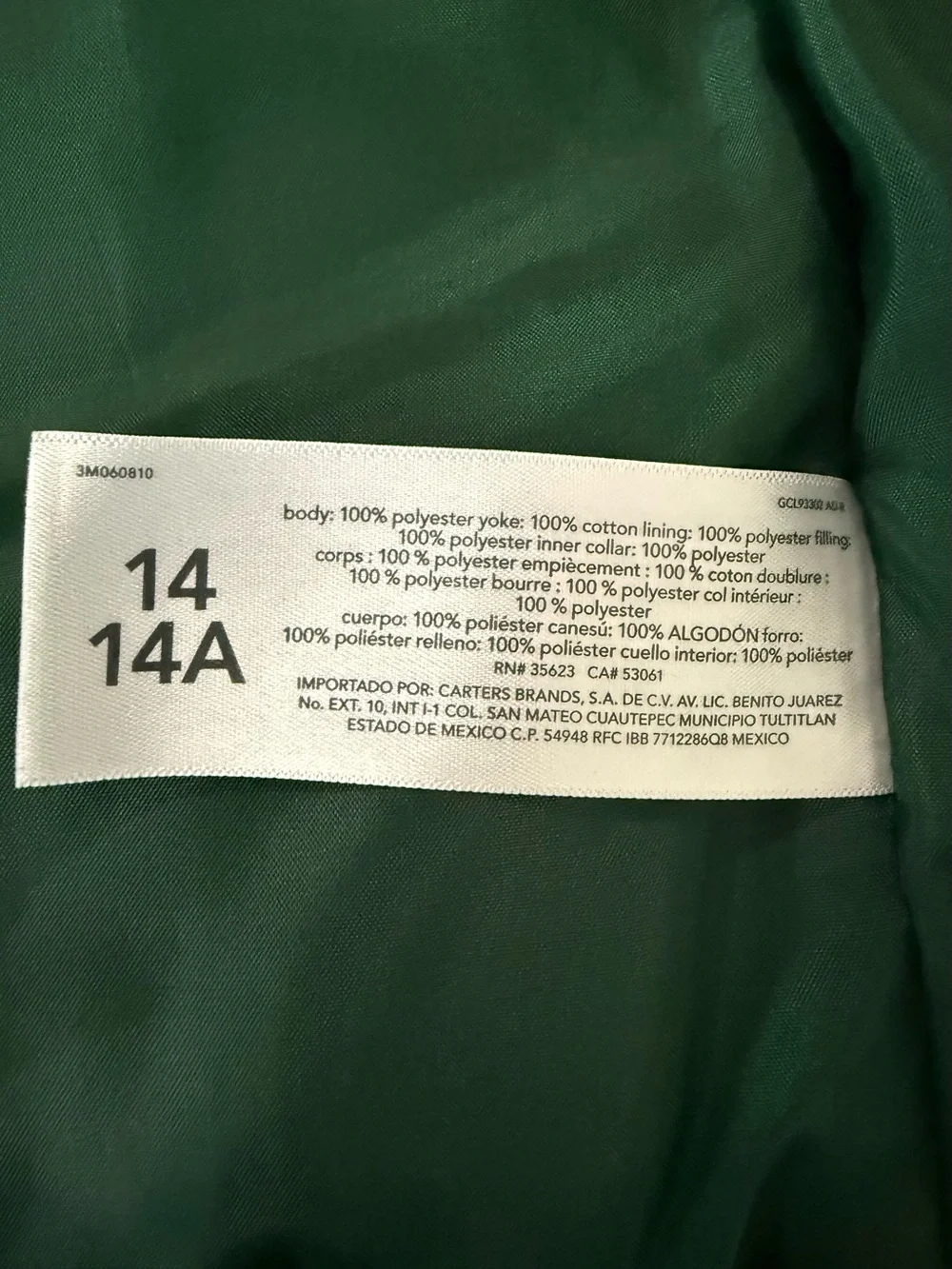 Carters sleeveless puffer