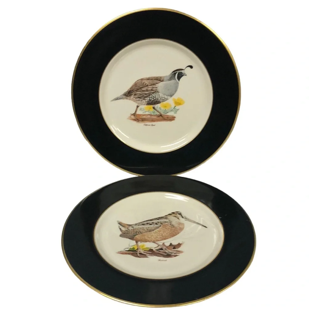 Interface American Manor China California Quail & Woodcock 11” plates‎ made USA
