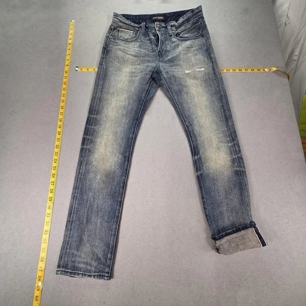 Banana Republic Jeans Mens Blue Selvedge Slim Fit‎ Distressed Fits 27x28