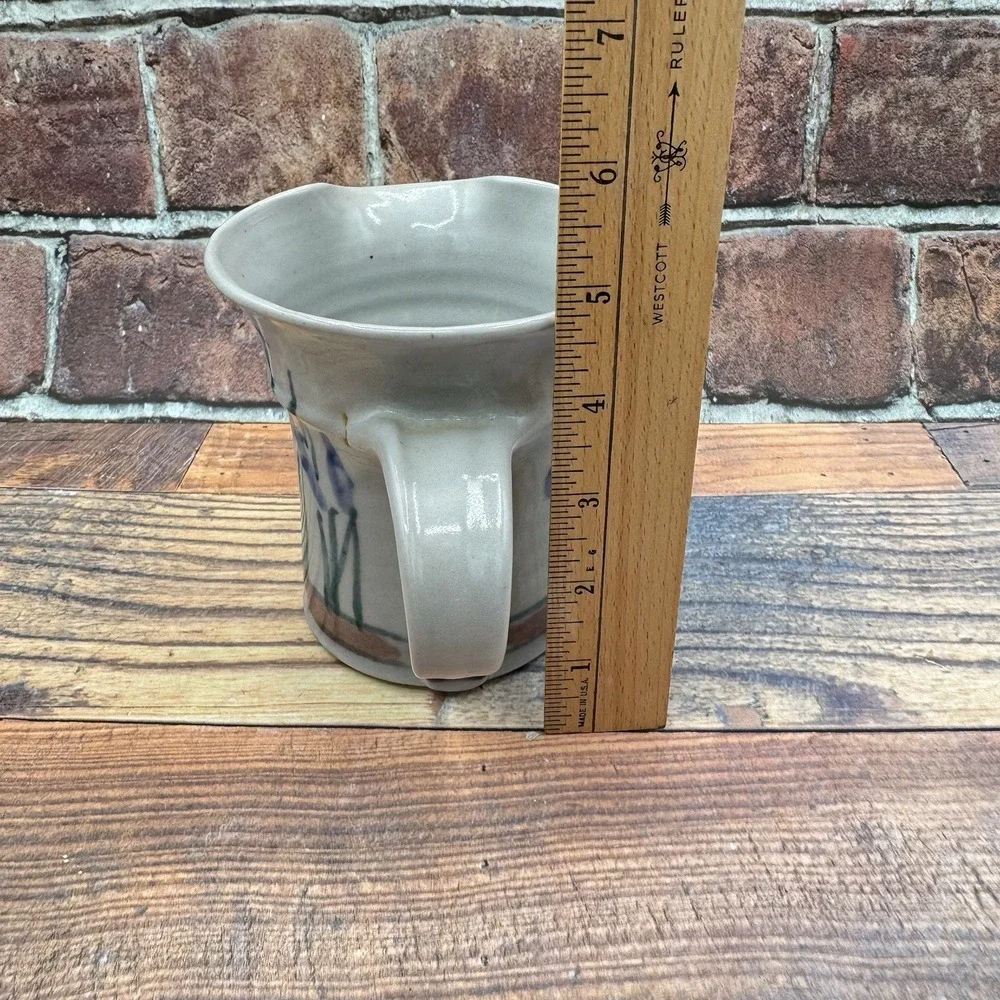 Studio Art Hand Thrown Reynolds Pottery Vase Mug Pitcher Iris Botanical Vintage