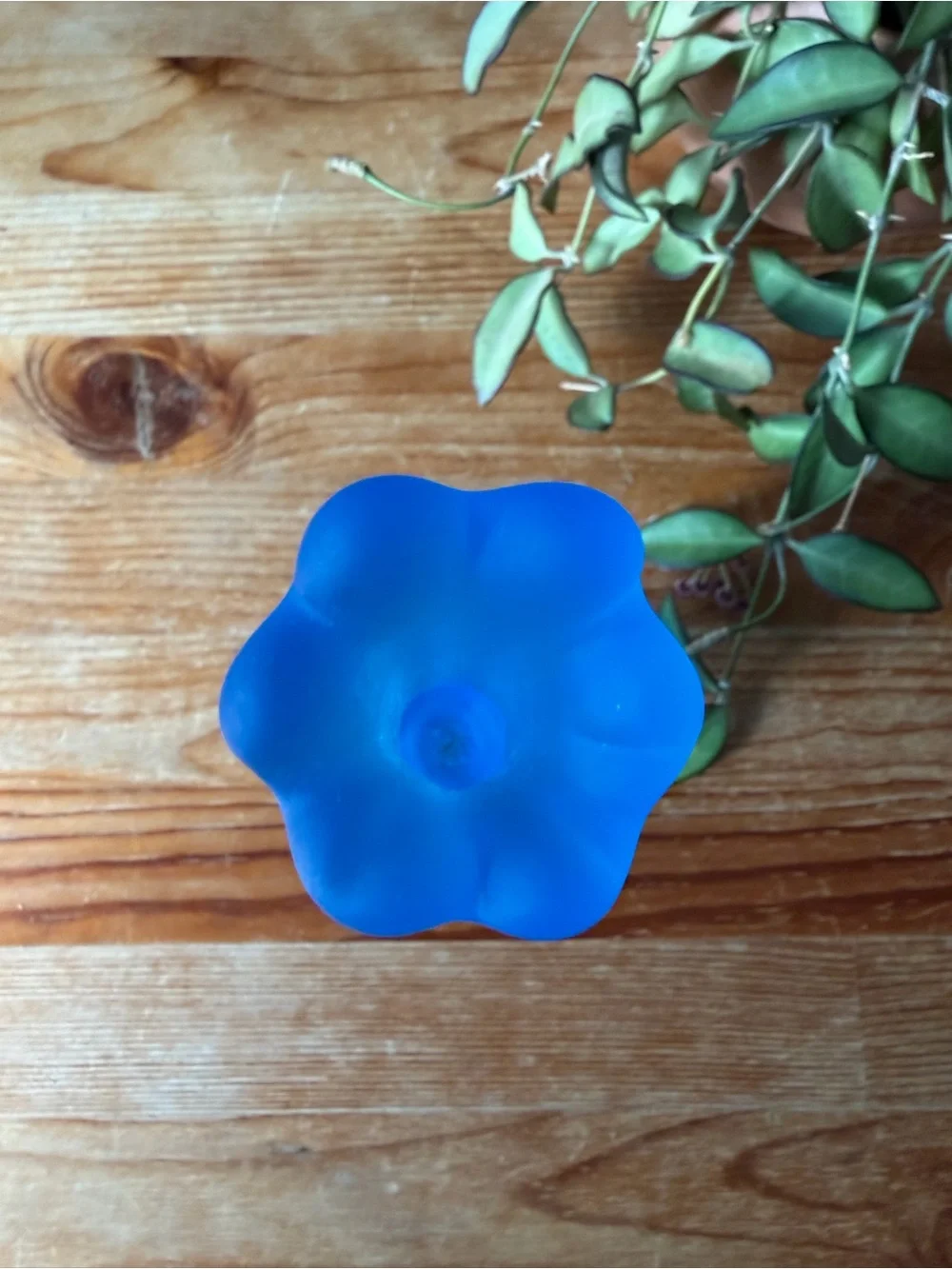 Vintage Blue Glass Swung Bud Vase