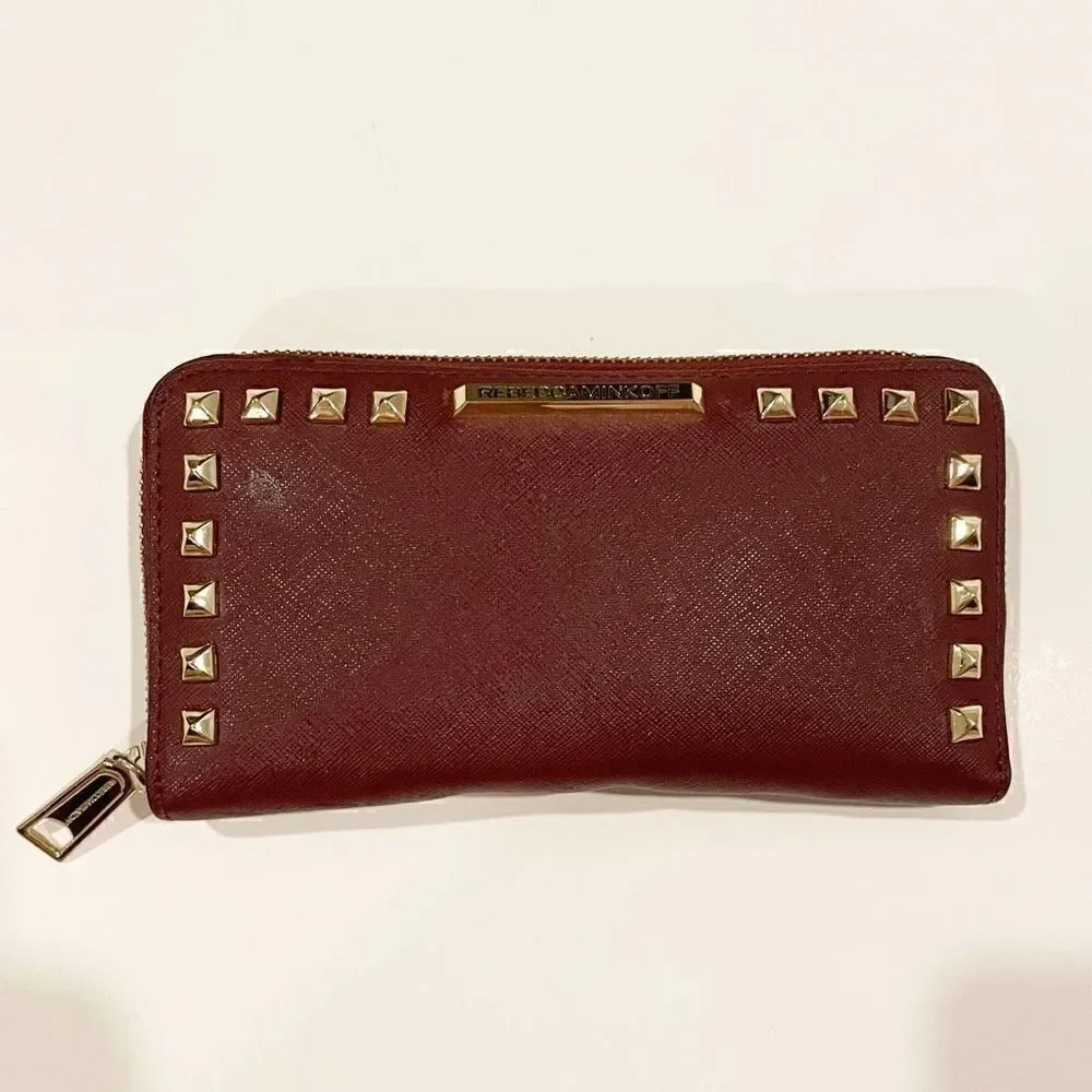 Rebecca Minkoff Continental Wallet Gold Rockstud Zip Around