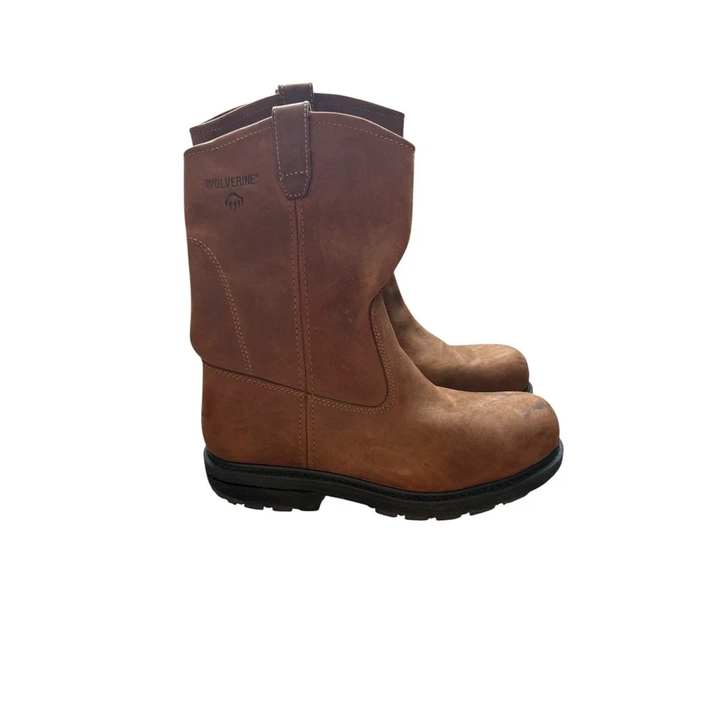 Wolverine W04707 Wellington Work Boots Mens 11.5 M Brown Leather Pull On