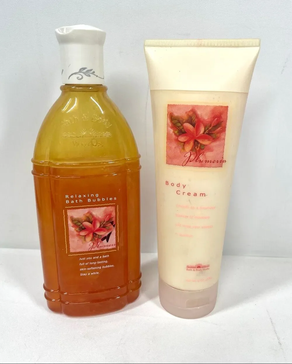 Bath & Body Works Plumeria Body Cream Bath Bubbles Set Vintage Discontinued
