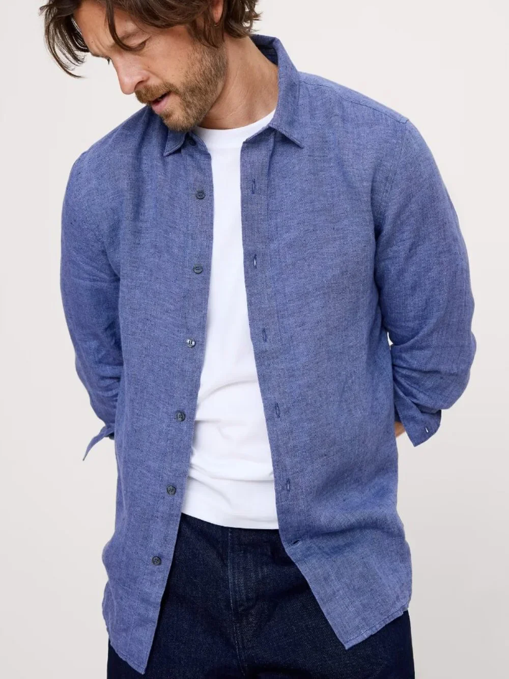 NWT! Banana Republic Men's Blue Slim-Fit 100% European Linen Shirt M