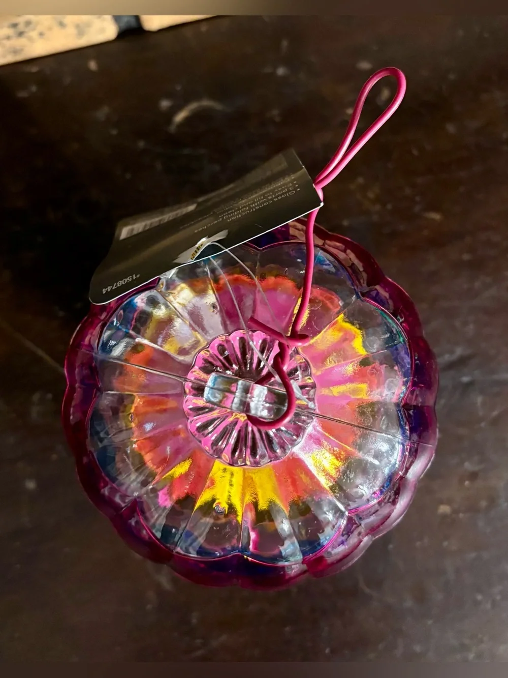 NWT Multicolor Glass Hot Air Balloon•Hummingbird Feeder•32 ounces