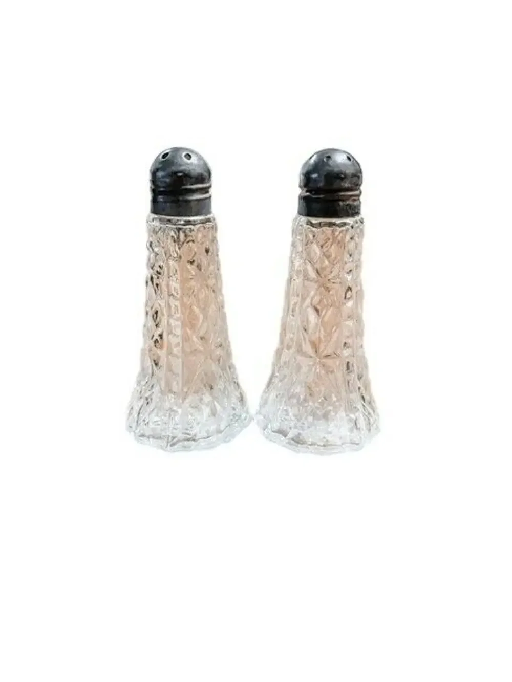 Vintage Crystal Glass Salt and Pepper Shaker Set