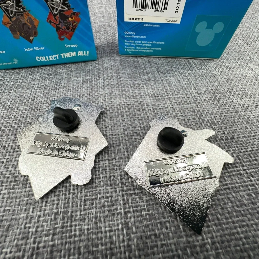 Set of 2 Disney Treasure Planet Enamel Pins John Silver Captain Amelia BoxLunch