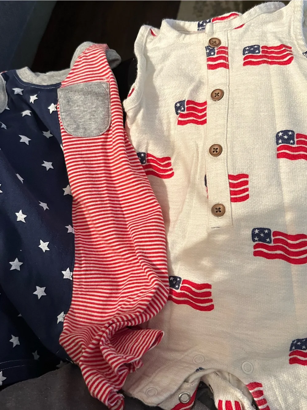 Carter's Red, White & Blue Flag Rompers 12M