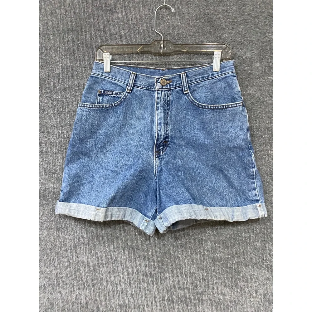Riders by Lee Vintage High Waisted Denim Shorts Medium Wash Blue Cuffed Size 10