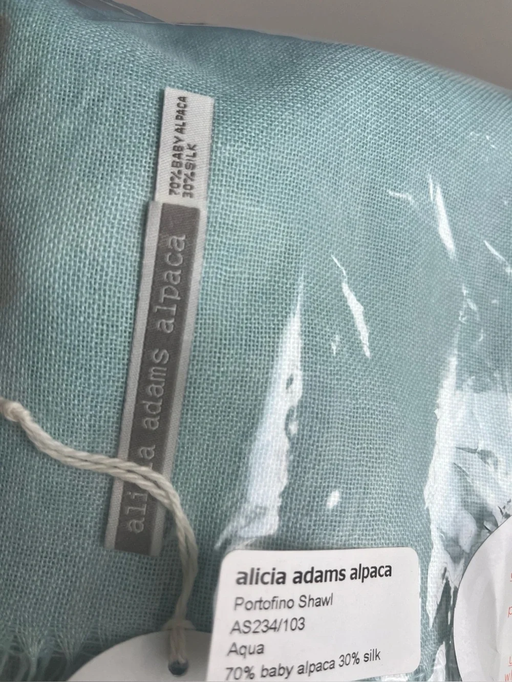 Alicia Adams Alpaca Portofino Shawl Aqua Baby Alpaca Silk Wrap
