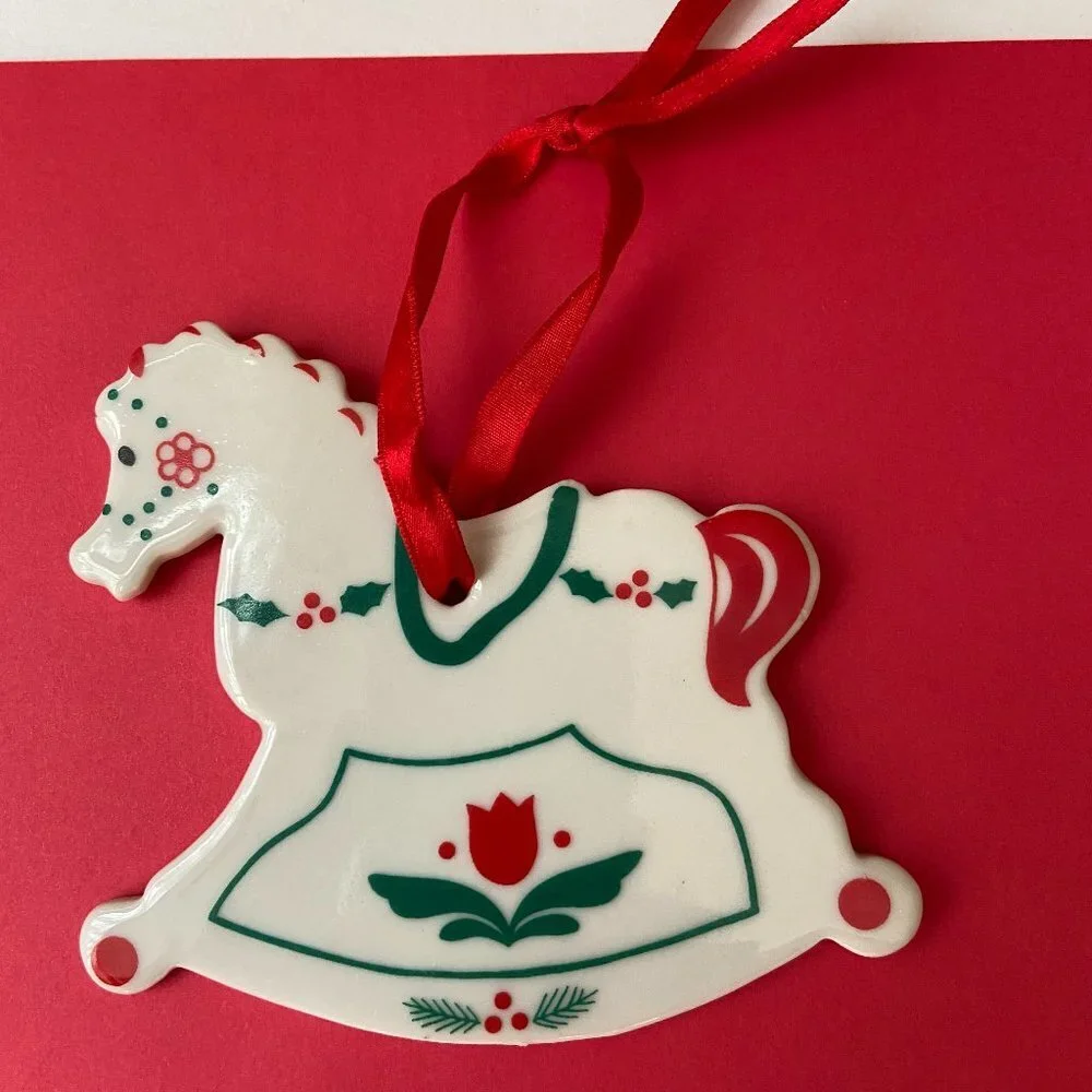 Vintage Christmas Ceramic Ornament Horse