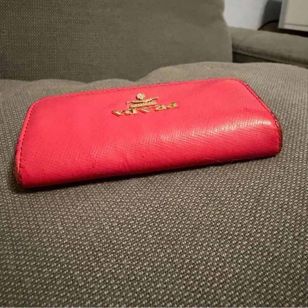 Prada Pink Saffiano Leather Key Case - Peony Pink - Authentic