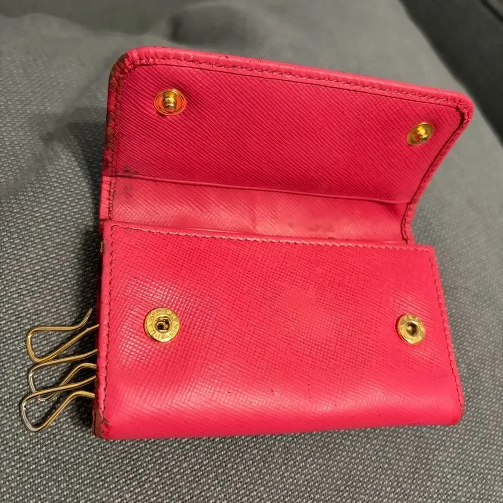 Prada Pink Saffiano Leather Key Case - Peony Pink - Authentic