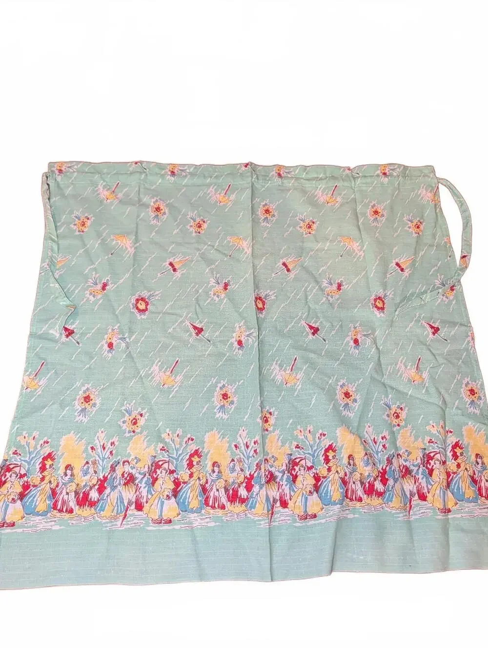 Vintage Green Floral and Figurine Printed apron