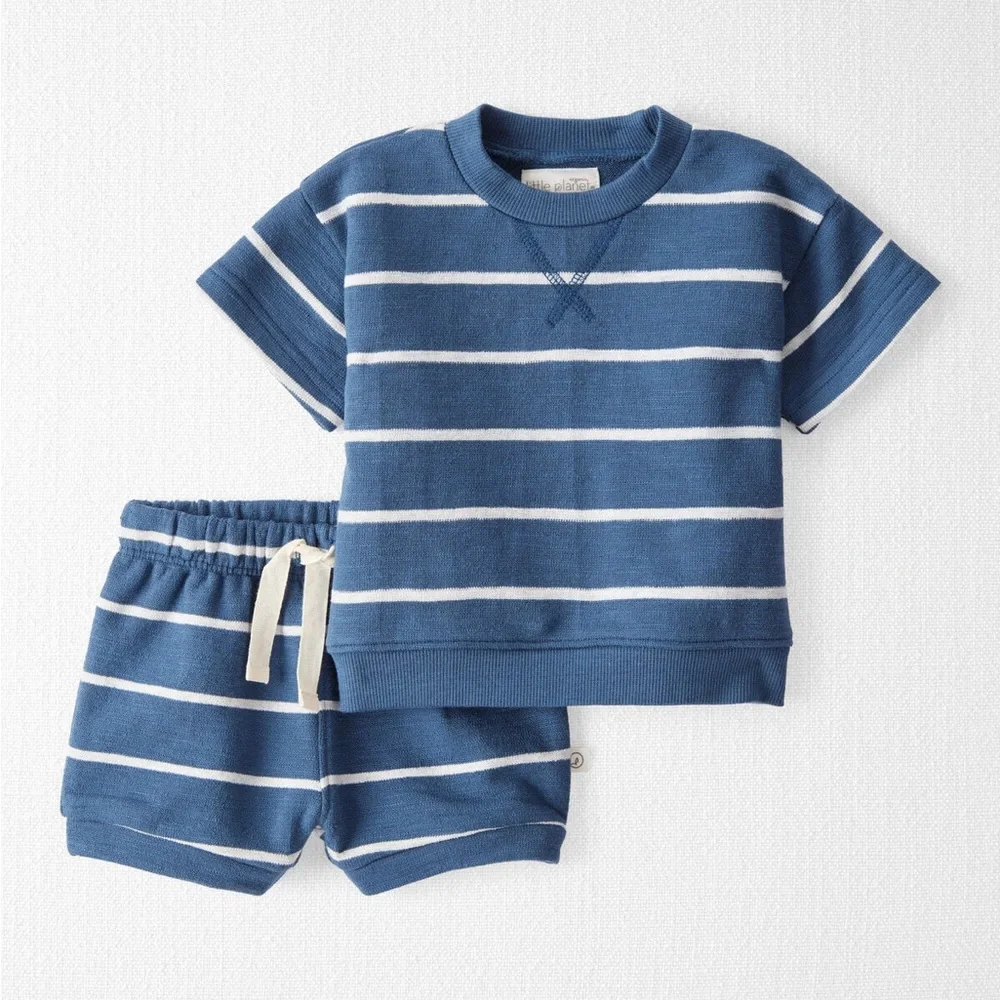 Baby 2-Piece Terry Top & Short Set Made with Organic Cotton in Stripes
