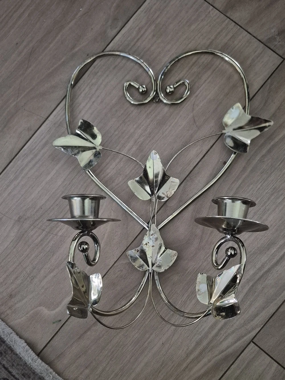 Homco Metal Heart Wall Sconce Candle Holder Gold Vintage