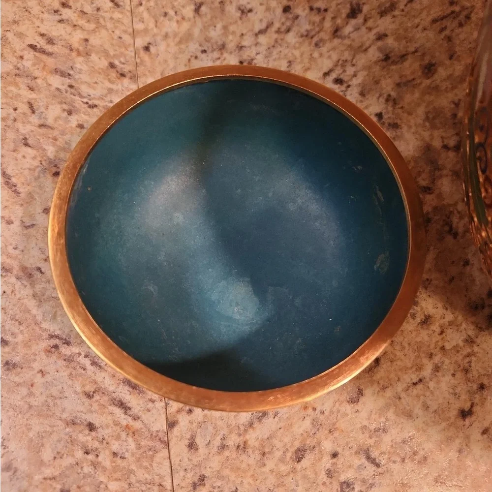 Hand-Painted Floral Cloisonné Ginger Jar - Gold and Green