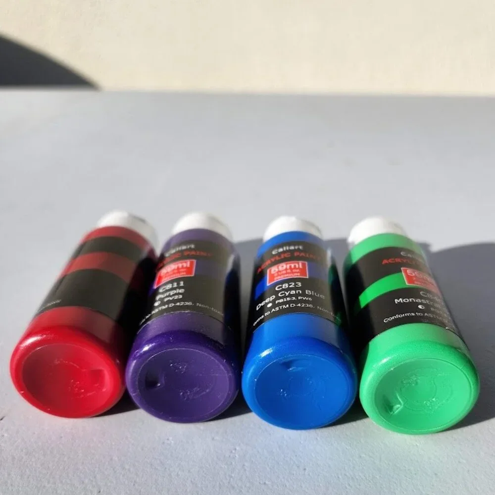 NEW 4 Caliart Acrylic Paint Set Blue Green Purple Red colors Art Supplies Paints