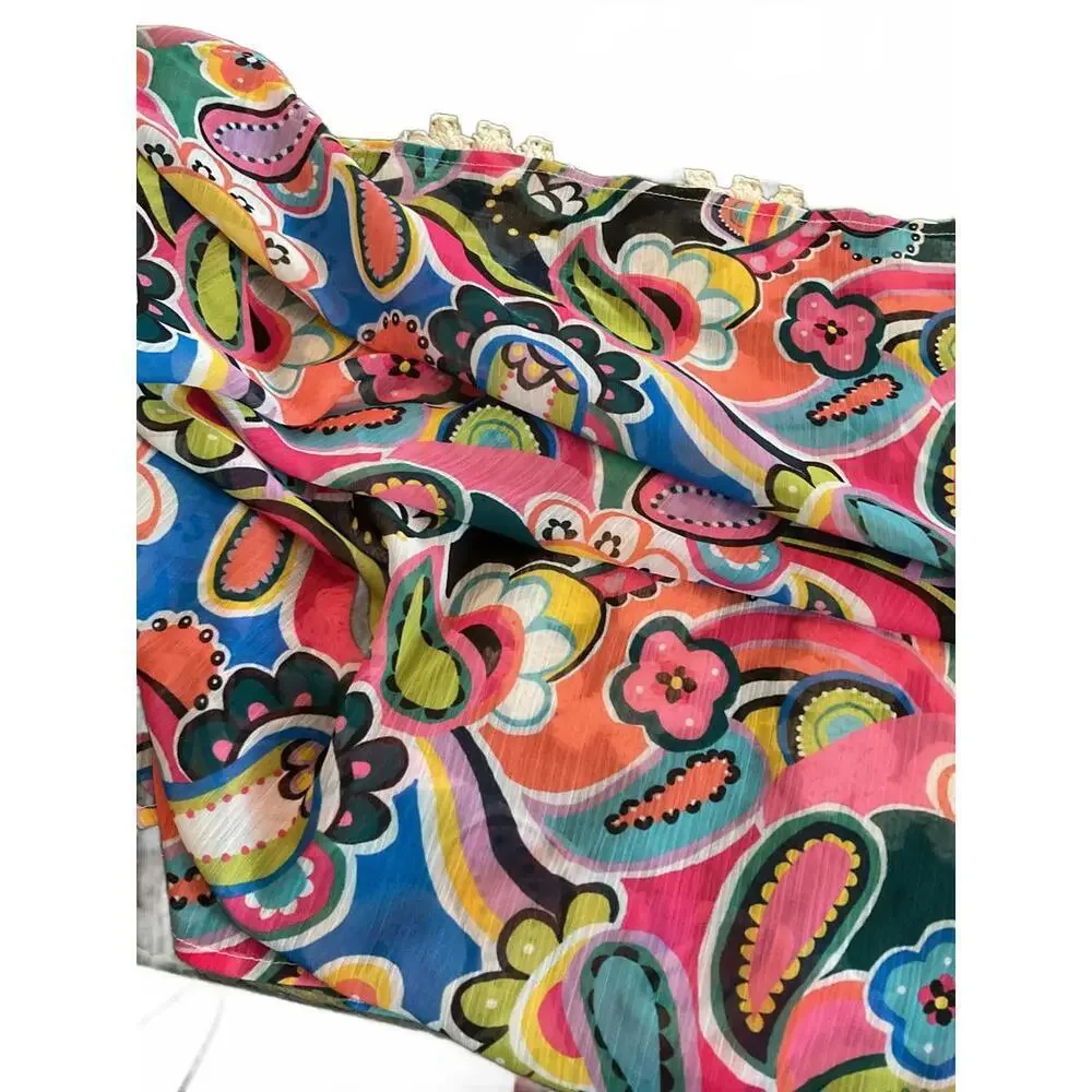 Vibrant Floral Print Scarf by BLEU ROD BEATTIE 31” X 57”