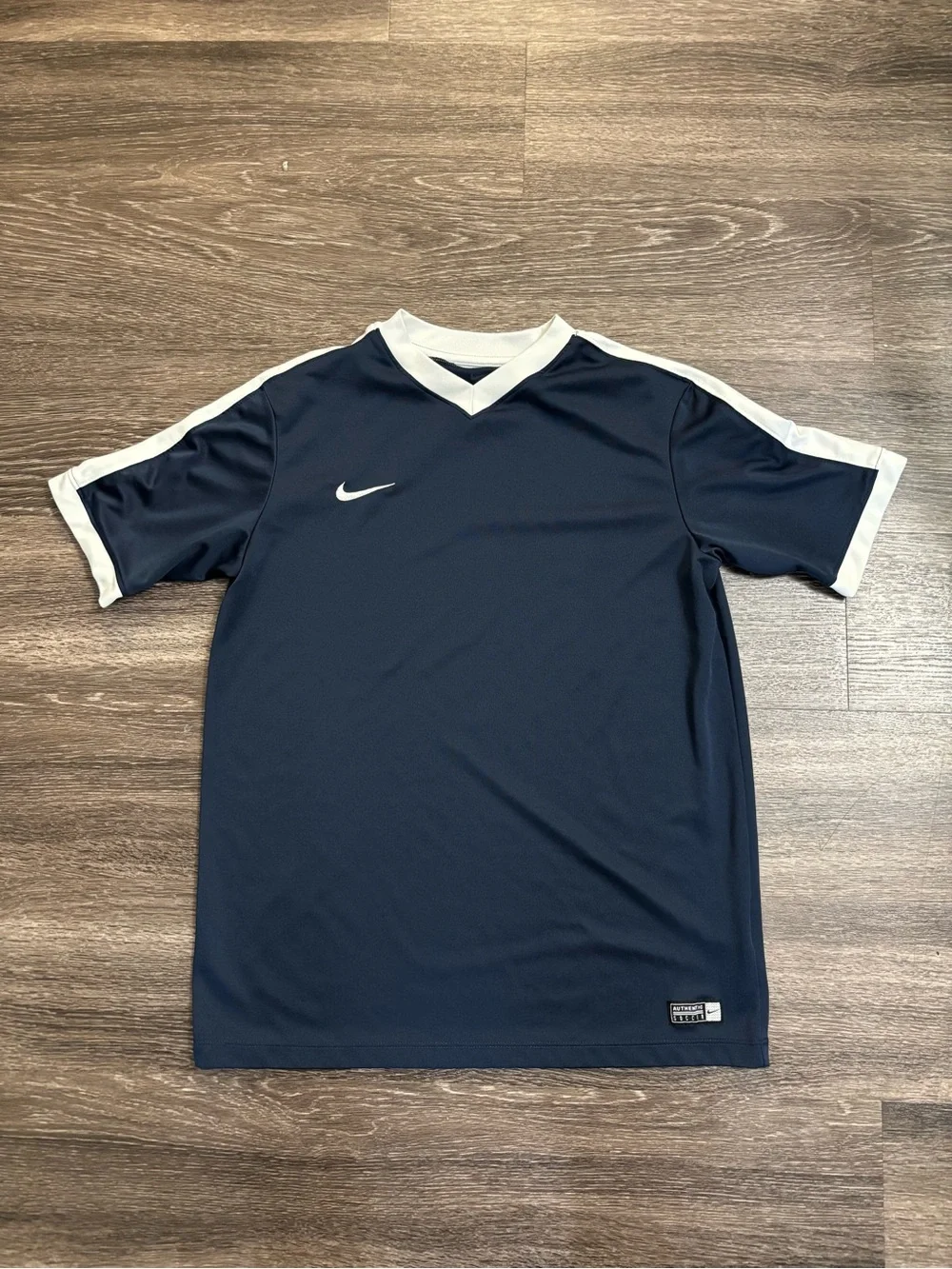 Nike Navy Blue Short-Sleeve Soccer Jersey with White Trim