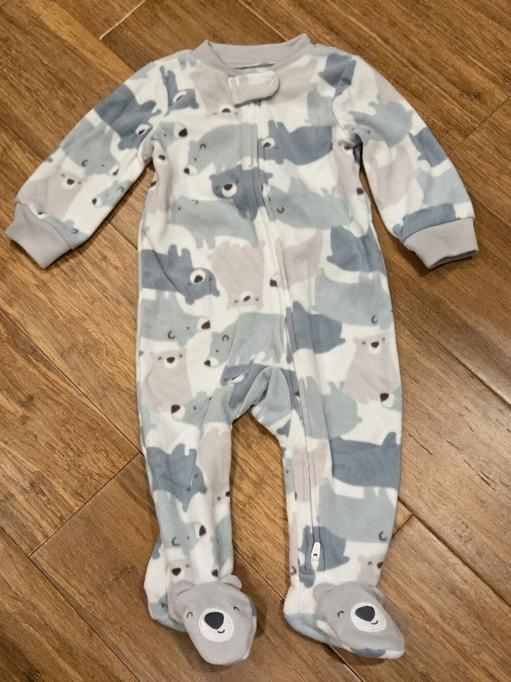 Carter's Baby Bear Fleece Zipper Footie Pajama Bodysuit