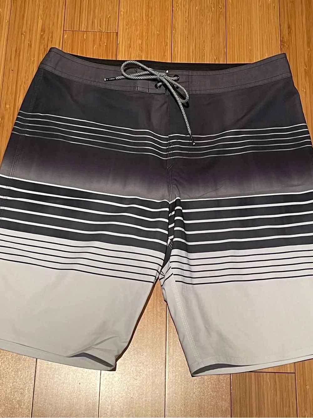 O'Neill Black, Gray, White Gradient Stripe Board Shorts