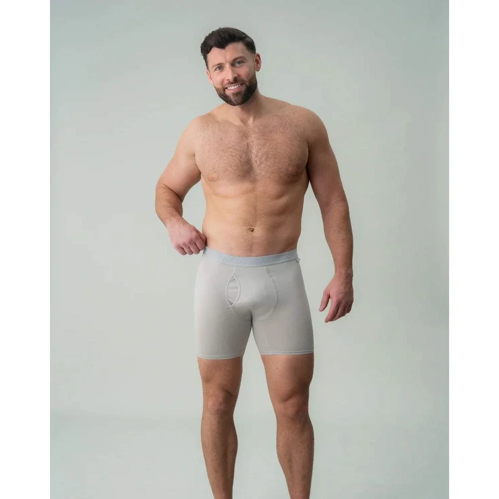 NADS Organic Cotton Boxer Briefs Gray Mens XL Stretch Underwear Functional Fly