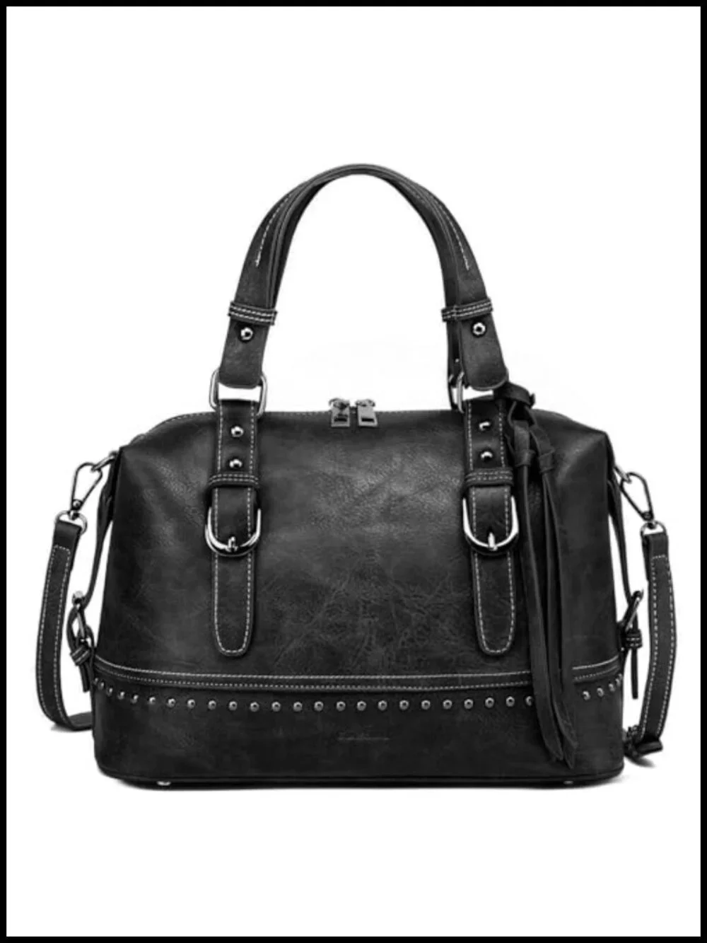 Vintage Faux Leather Satchel Crossbody Bag Adjustable Strap Doctor Purse