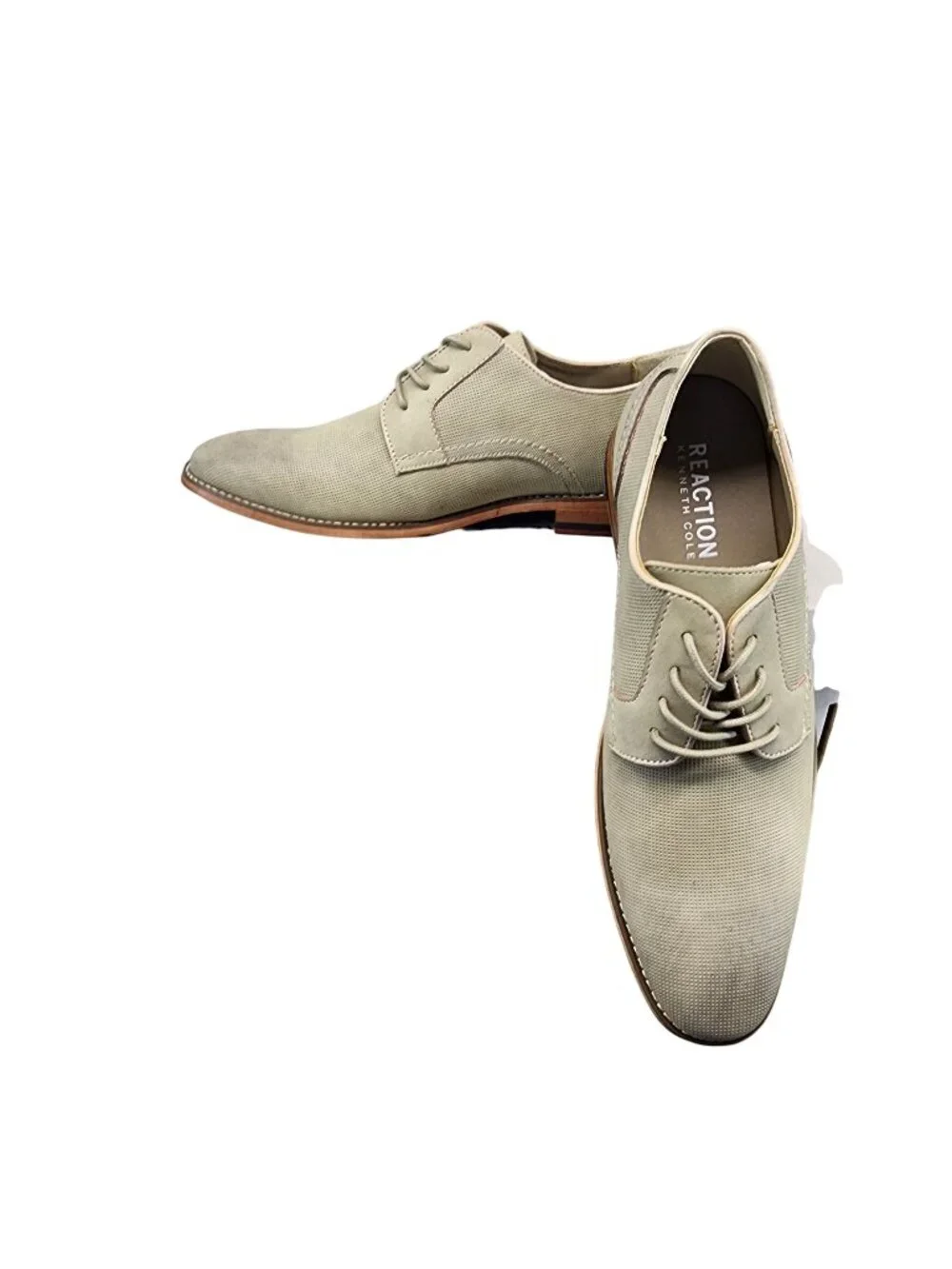 Kenneth Cole Shoes Mens Size 8 Curtis Buck Taupe Faux Leather Oxford *NWT*