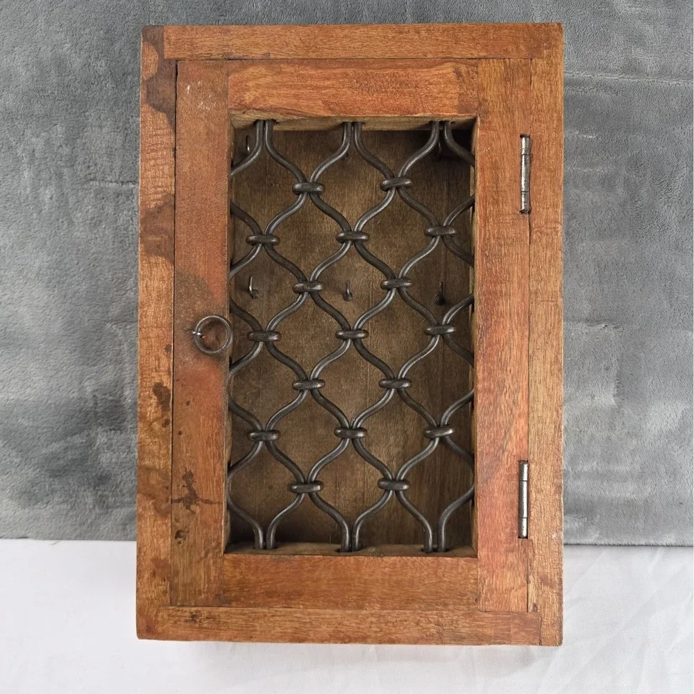 Vintage Wooden Wall Décor Key Hanging Cabinet Box Original Old Hand Crafted