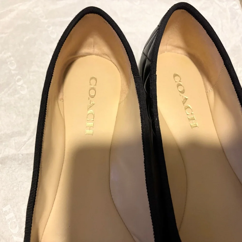 Coach Black Allyson Quilted Flats with Bow