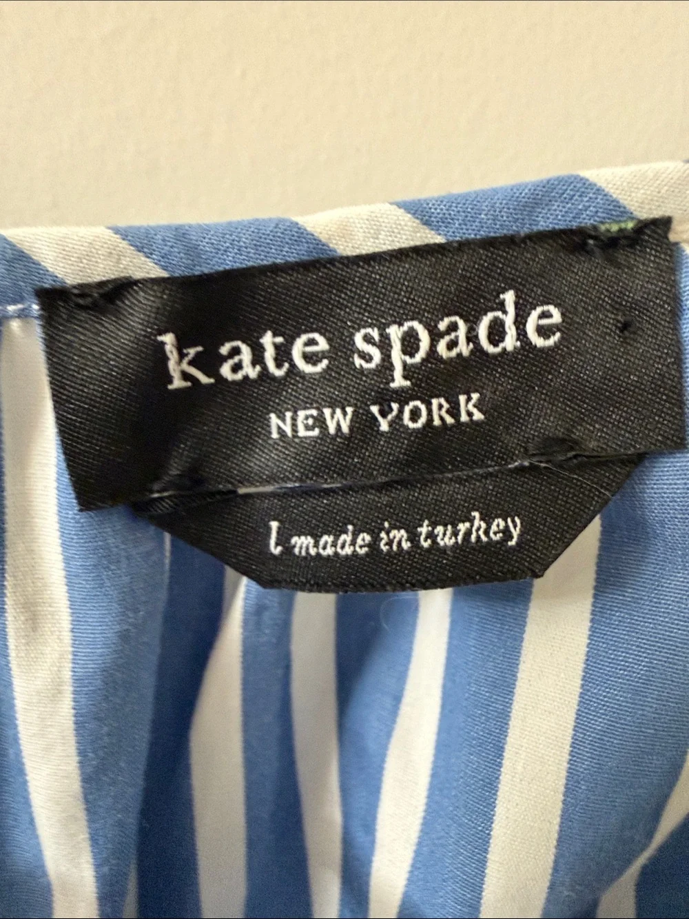 kate spade Blue and White Striped Ruffle Sleeve Top