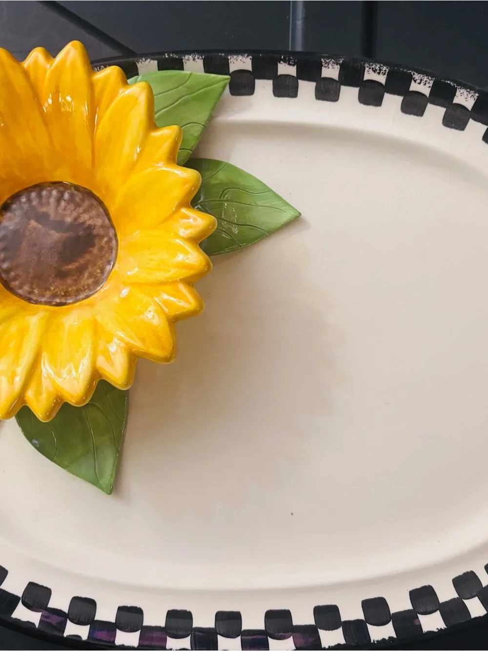 Ceramic Sunflower Serving Platter - Yellow & Green