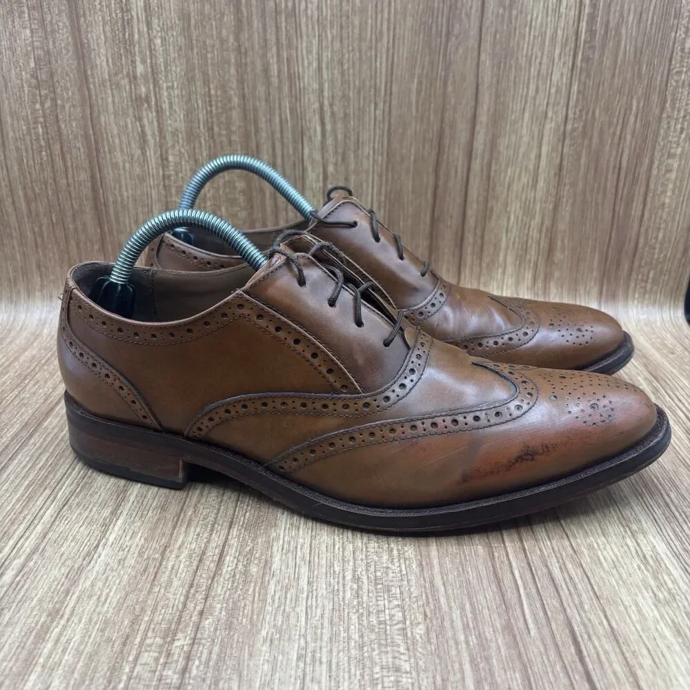 COLE HAAN Walnut Brown Leather‎ Wingtips Brogue Dress Shoes Men's 10 M